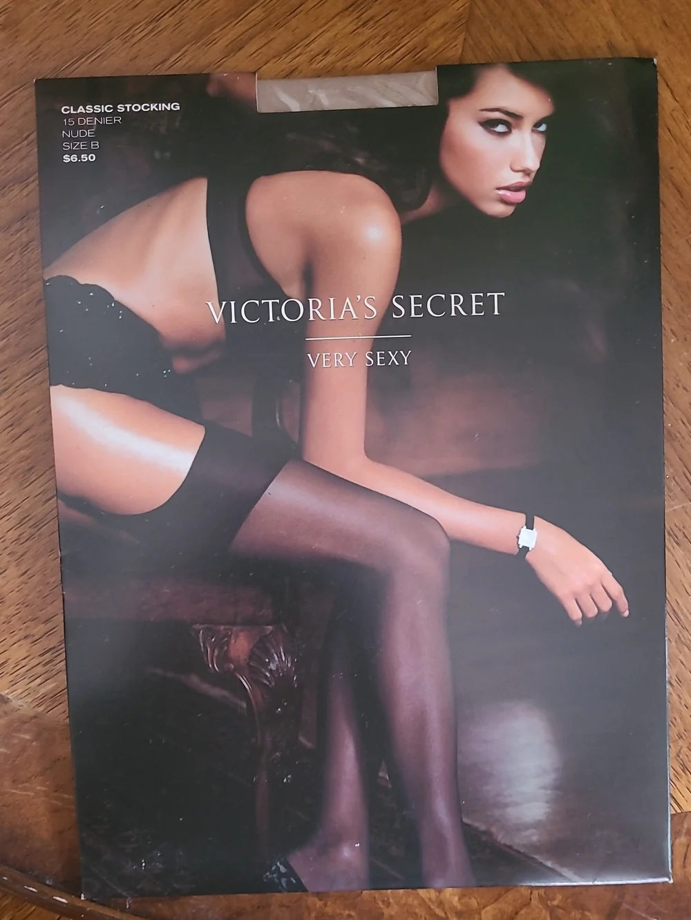 New! Victoria's Secret Very Sexy Classic Nude & Black Set Stocking Womens Size B